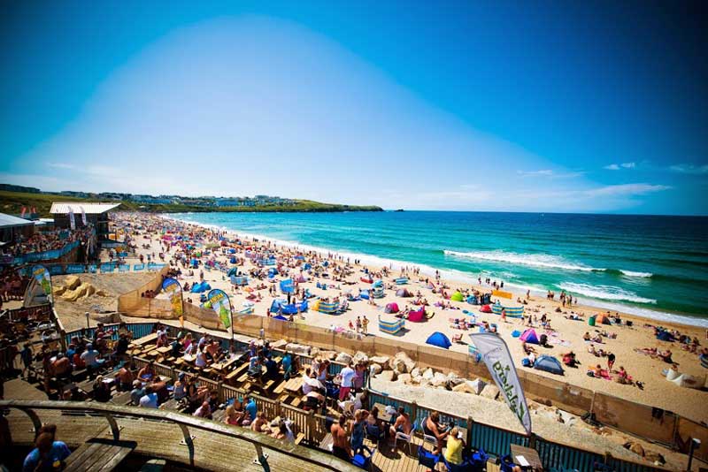 The Boardmasters Pro Surf Competition at Fistral Beach, Newquay.