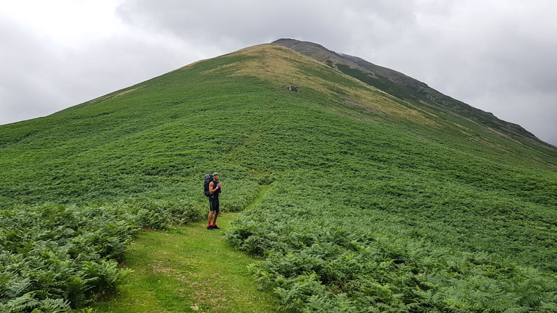 The grassy lower slopes of Kirk Fell