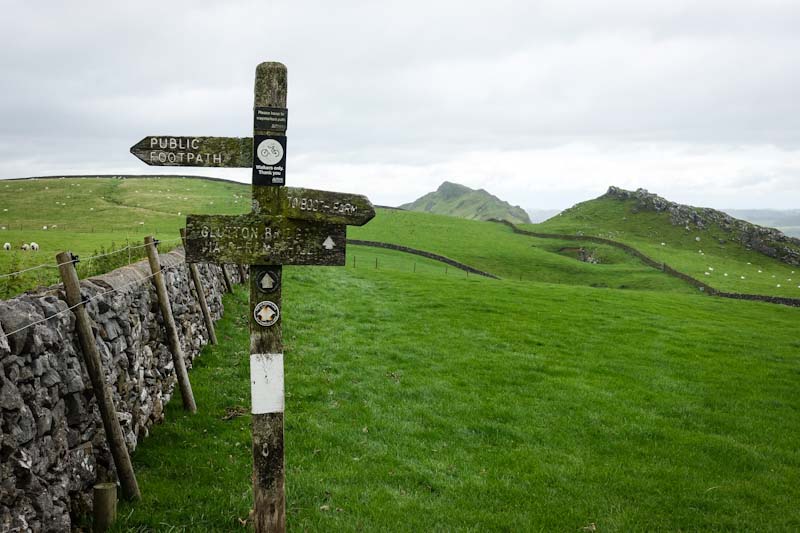 Sign and fields looking towards Chrome Hill