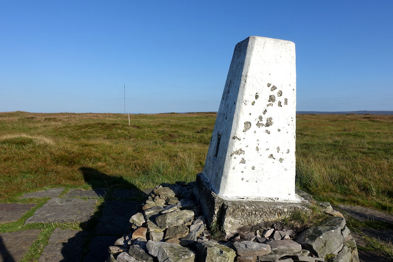 The white stone trig point on Black Hill