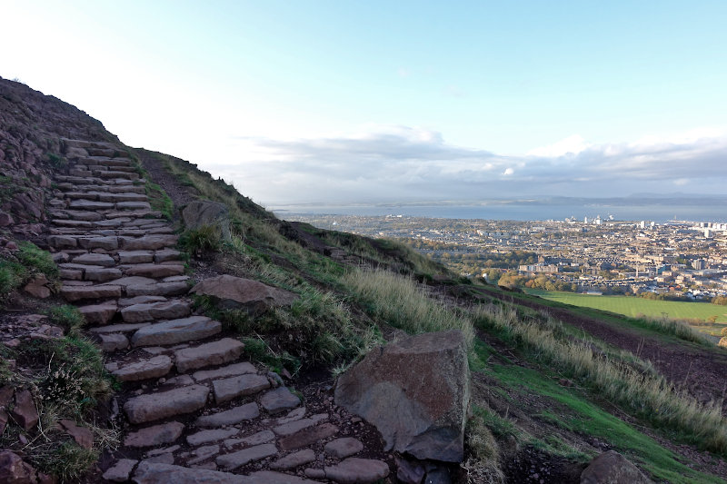 Stone steps leading to the summit of Arthurs Seat.