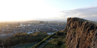 View of Edinburgh skyline from Salisbury Crags