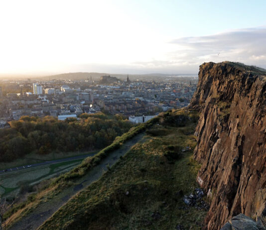 View of Edinburgh skyline from Salisbury Crags