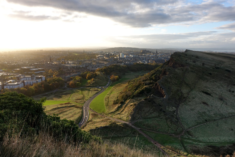 Holyrood Park and Salisbury Crags viewed from Arthurs Seat